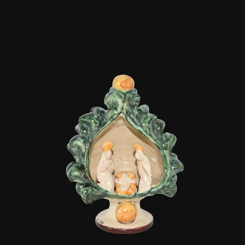 Belén Piña Italiana H 12 cm, Verde y Naranja – Cerámica italiana de Caltagirone, Sicilia