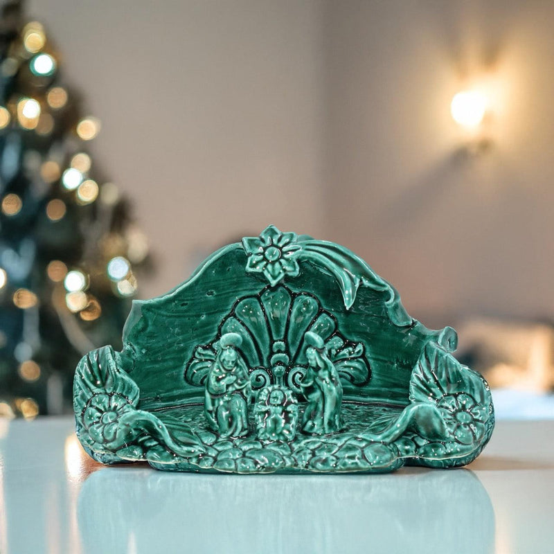 Belén Navideño Siciliano 14×10 cm – Cerámica italiana de Caltagirone, Sicilia