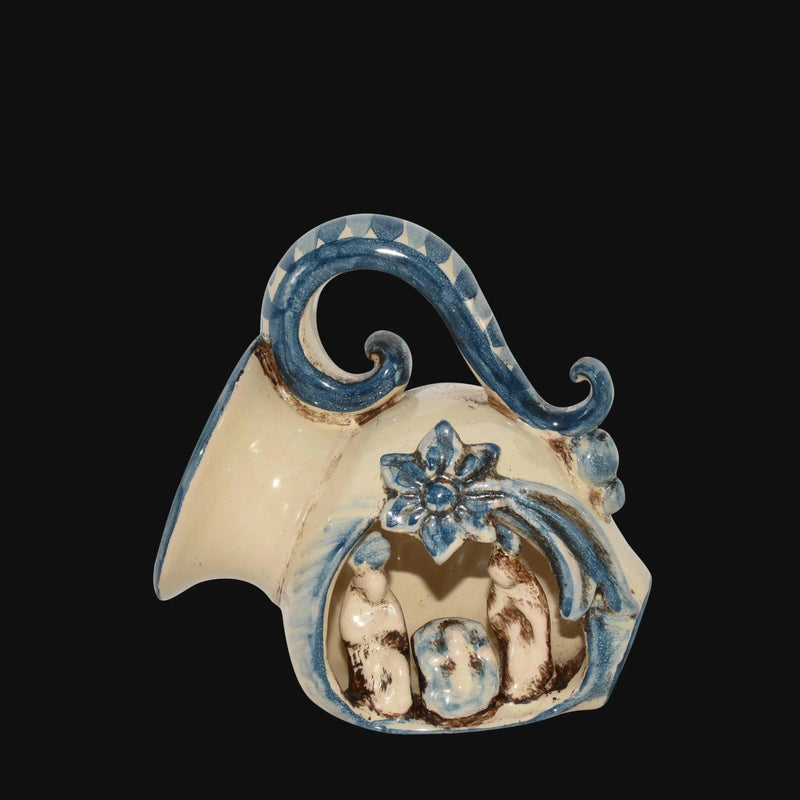 Caltagirone Ceramic Mini Jar Nativity H 10 cm / 4" — Mono Blue