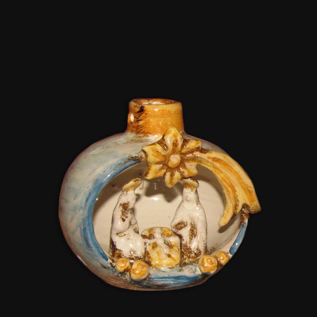 Natività mini pallina h 10 blu arancio - Presepi di Caltagirone - Ceramiche di Caltagirone Sofia