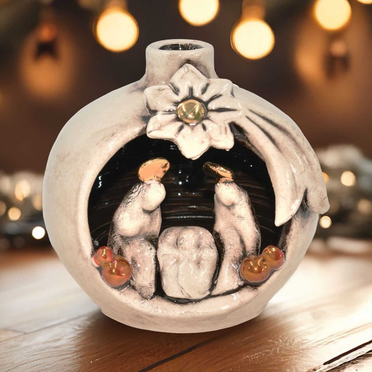 Natività mini pallina h 10 Madreperla Oro e Lustri - Ceramiche di Caltagirone Sofia