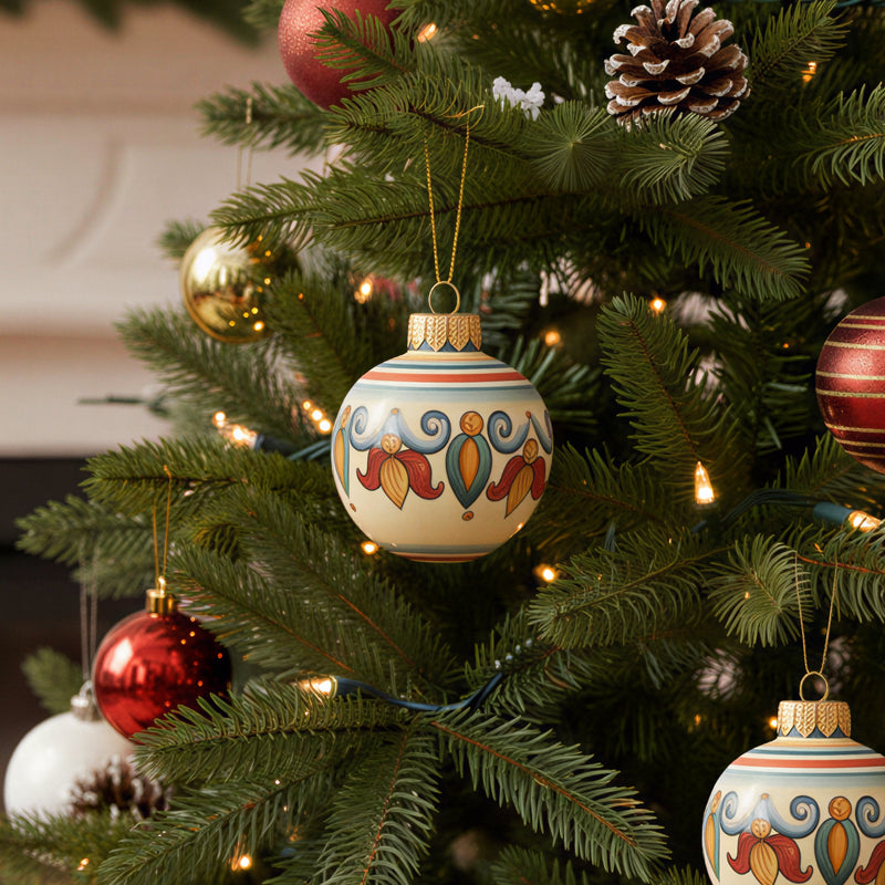 Sizilianische Weihnachtskugel, Decoro Sicily – Italienische Keramik aus Caltagirone, Sizilien