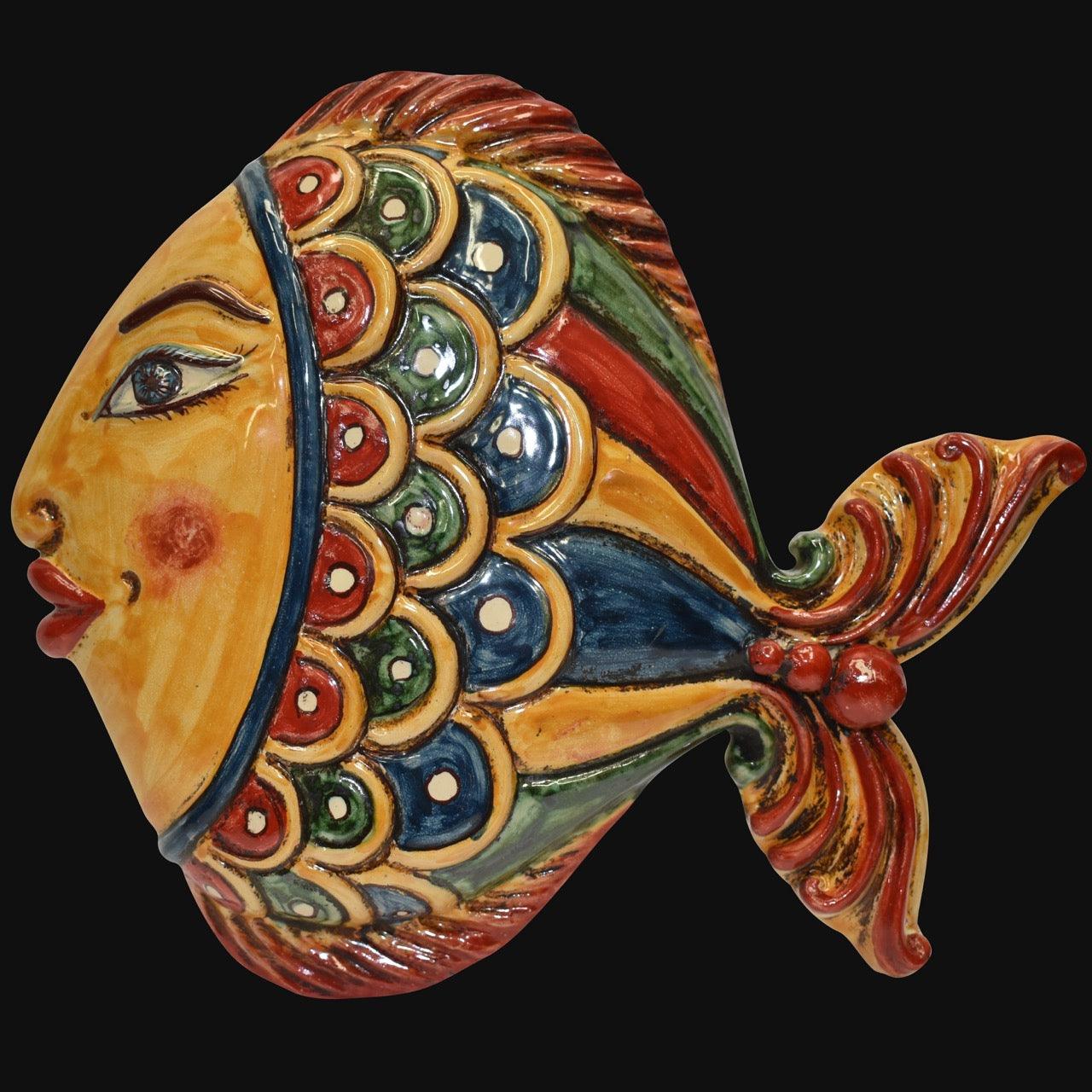 Pesce da appendere in ceramica di caltagirone colorato decoro pesci - Ceramiche di Caltagirone Sofia