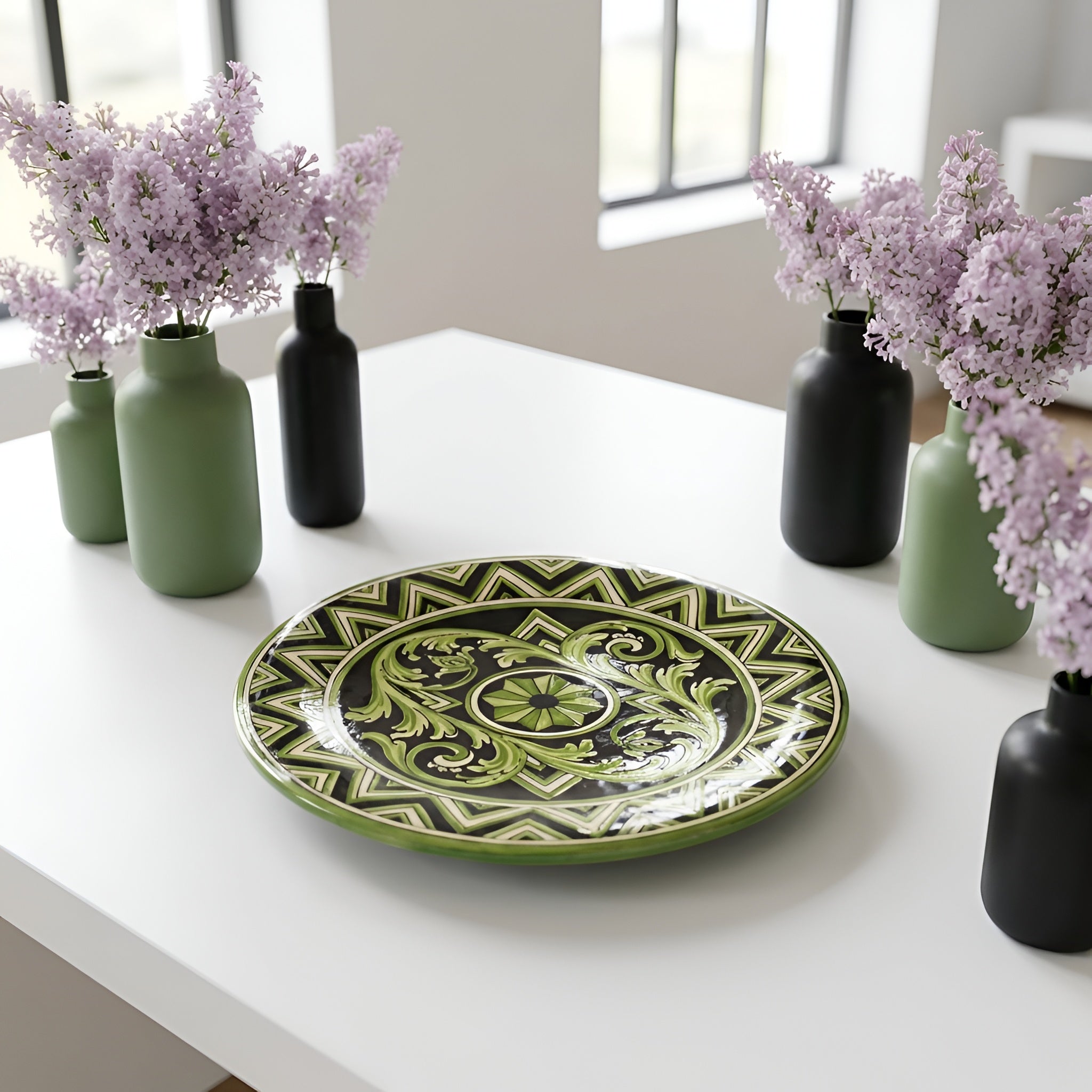 Plato Decorativo Siciliano Ø 40 cm, Linea Parigi – Cerámica italiana de Caltagirone, Sicilia