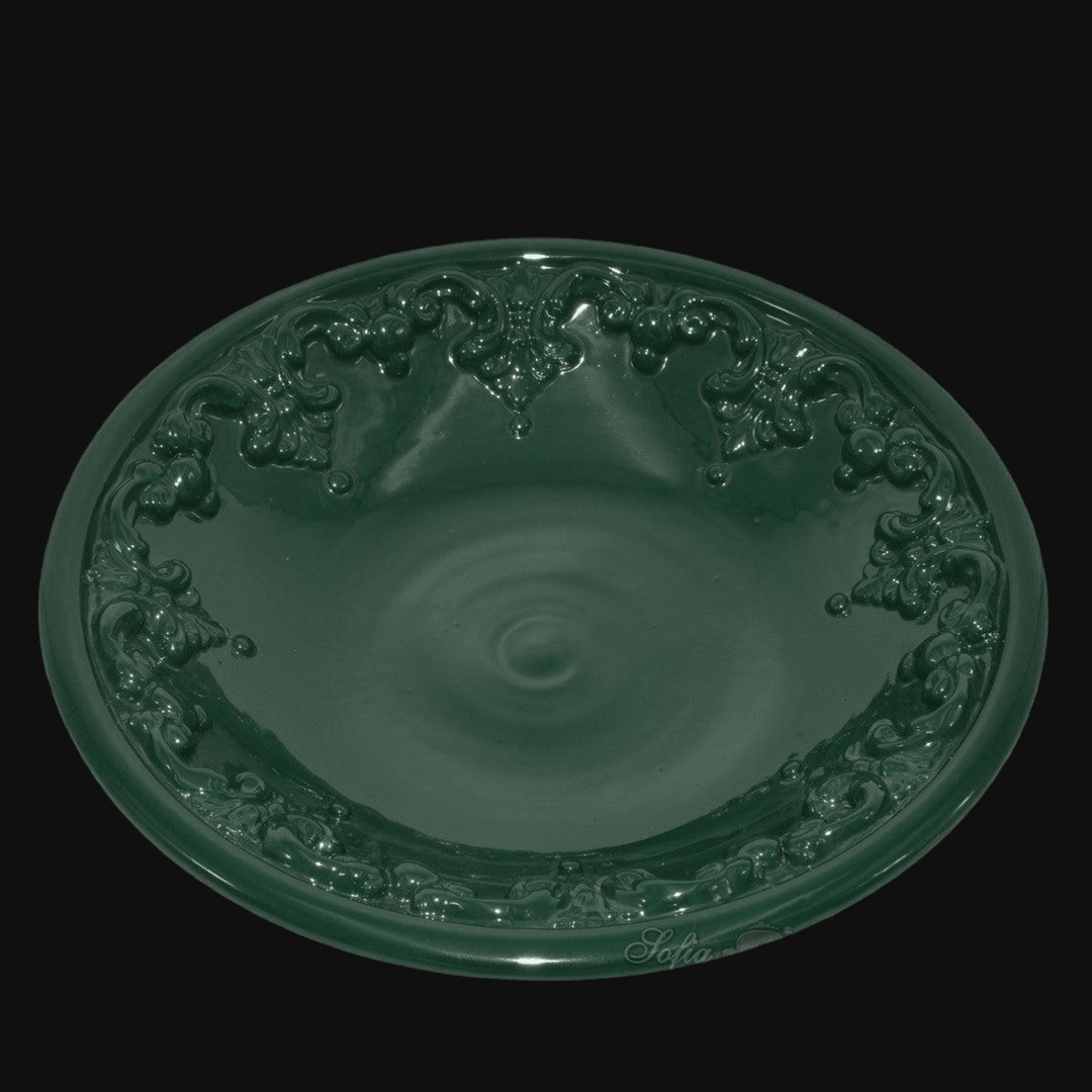 Piatto svuota tasche diam. 30 cm verde antico in ceramica artistica di Caltagirone - Ceramiche di Caltagirone Sofia