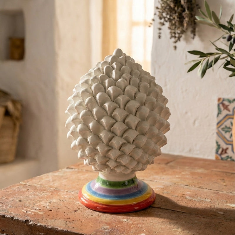 Caltagirone Artisan Pine Cone — White and Color | Ceramica Caltagirone