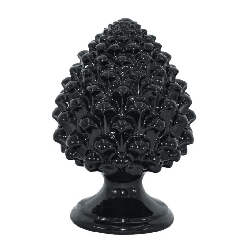 Caltagirone handmade pinecone modeled by hand height 15/35 in Black