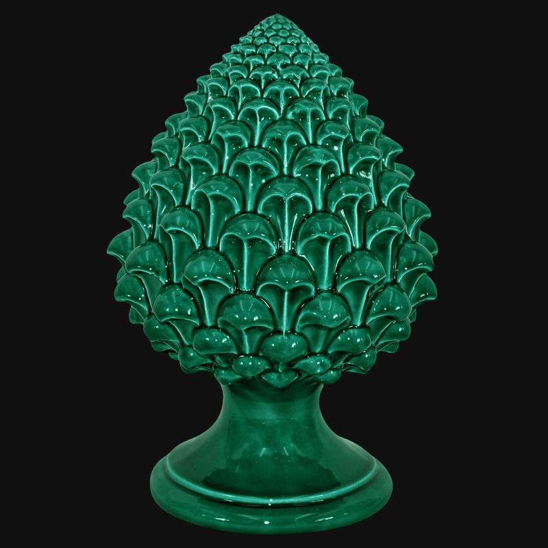 Caltagirone handmade pinecone modeled by hand height 15/35 Green