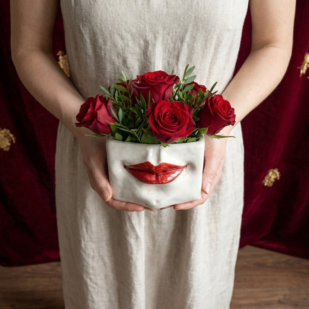 Scatola con espressione in Ceramica Madreperla Antichizzata con Dettagli Oro - Artigianale