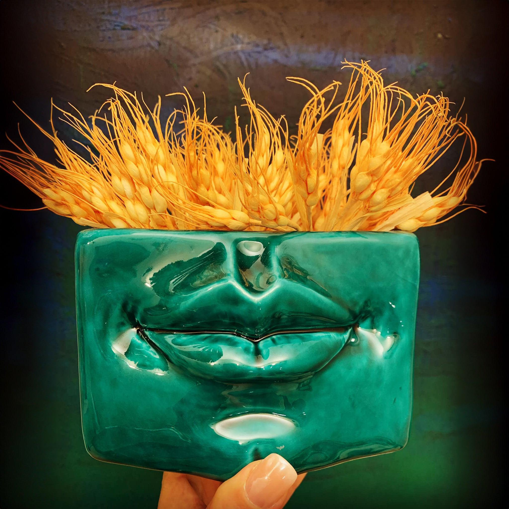 Scatola con espressione verde smeraldo - Ceramica artistica di Caltagirone - Ceramiche di Caltagirone Sofia