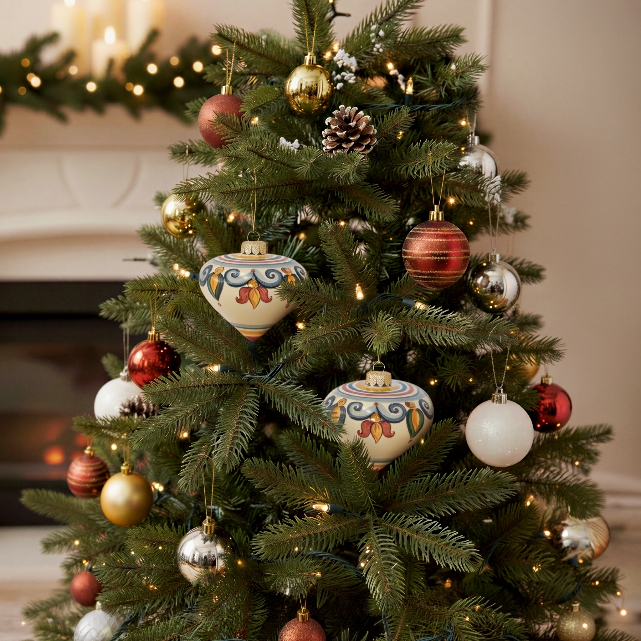 Set da 2 Palline natalizie a Prisma Decoro Sicily - Ceramiche di Caltagirone Sofia