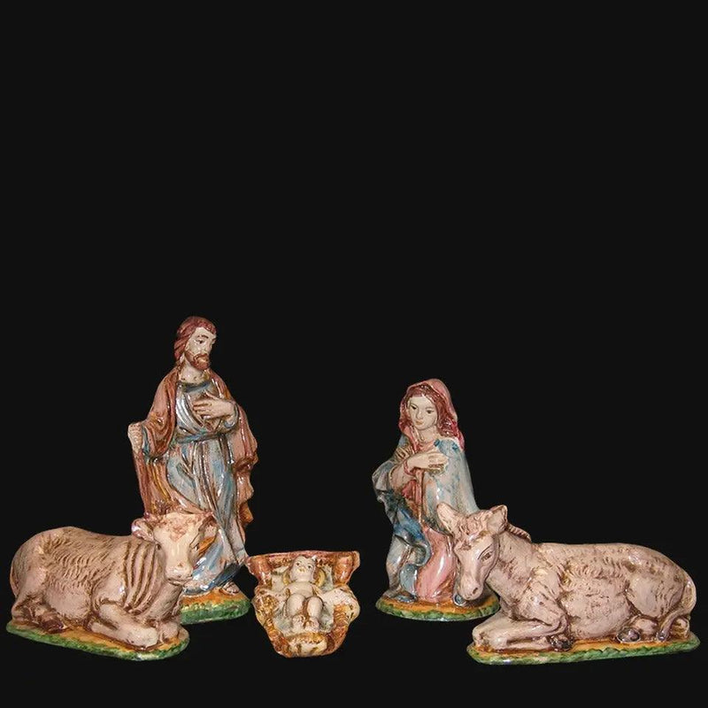 Set Belén Siciliano H 20 cm, Tricolor – Cerámica italiana de Caltagirone, Sicilia