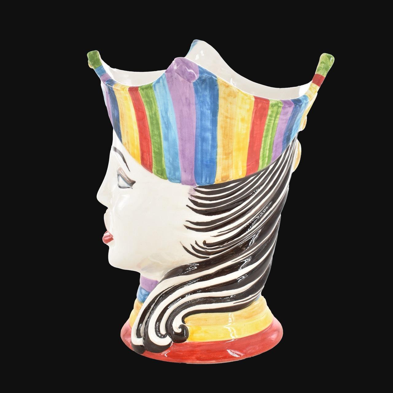 Testa di Moro "Aisha" 25 cm White and Color - Viso di Donna in Ceramica Siciliana - Ceramiche di Caltagirone Sofia