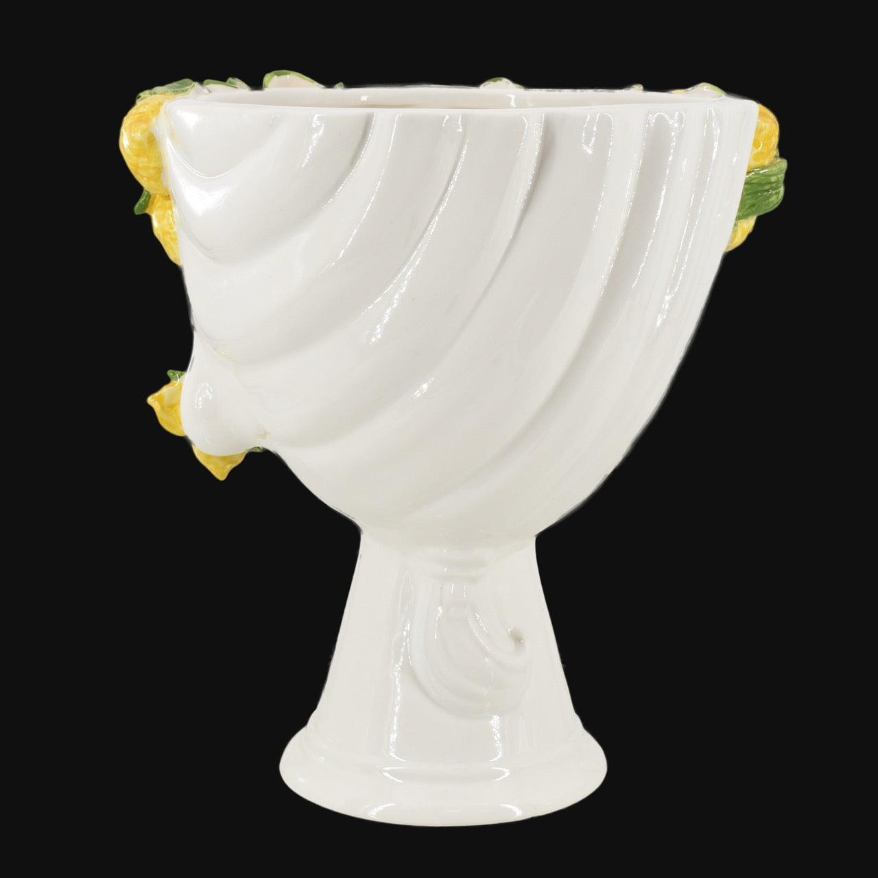 Testa di Moro con limoni "Zahira" donna | White and Lemon 30 cm - Ceramiche di Caltagirone Sofia