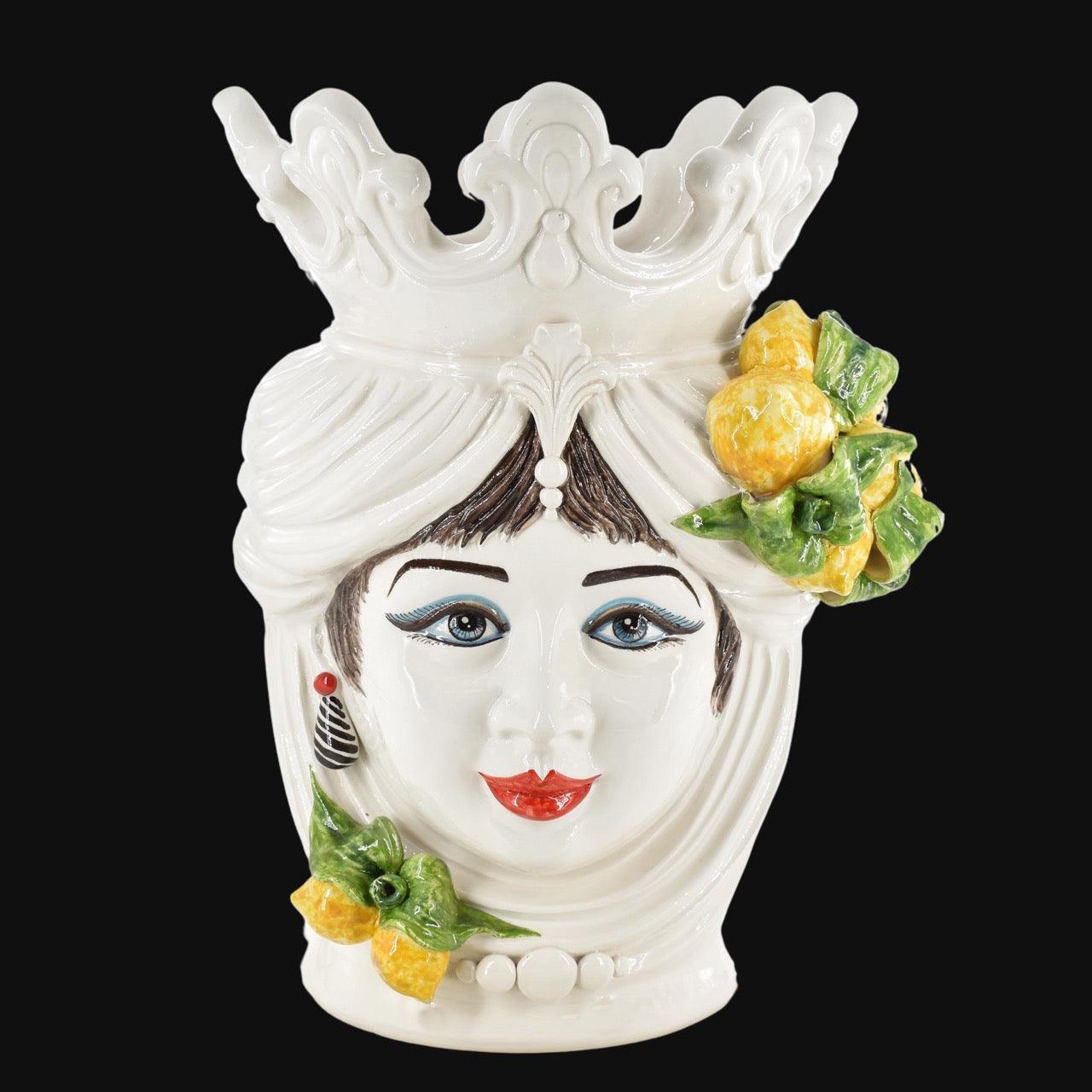 Testa di Moro h 40 cm White and Lemon femmina - Ceramiche di Caltagirone Sofia