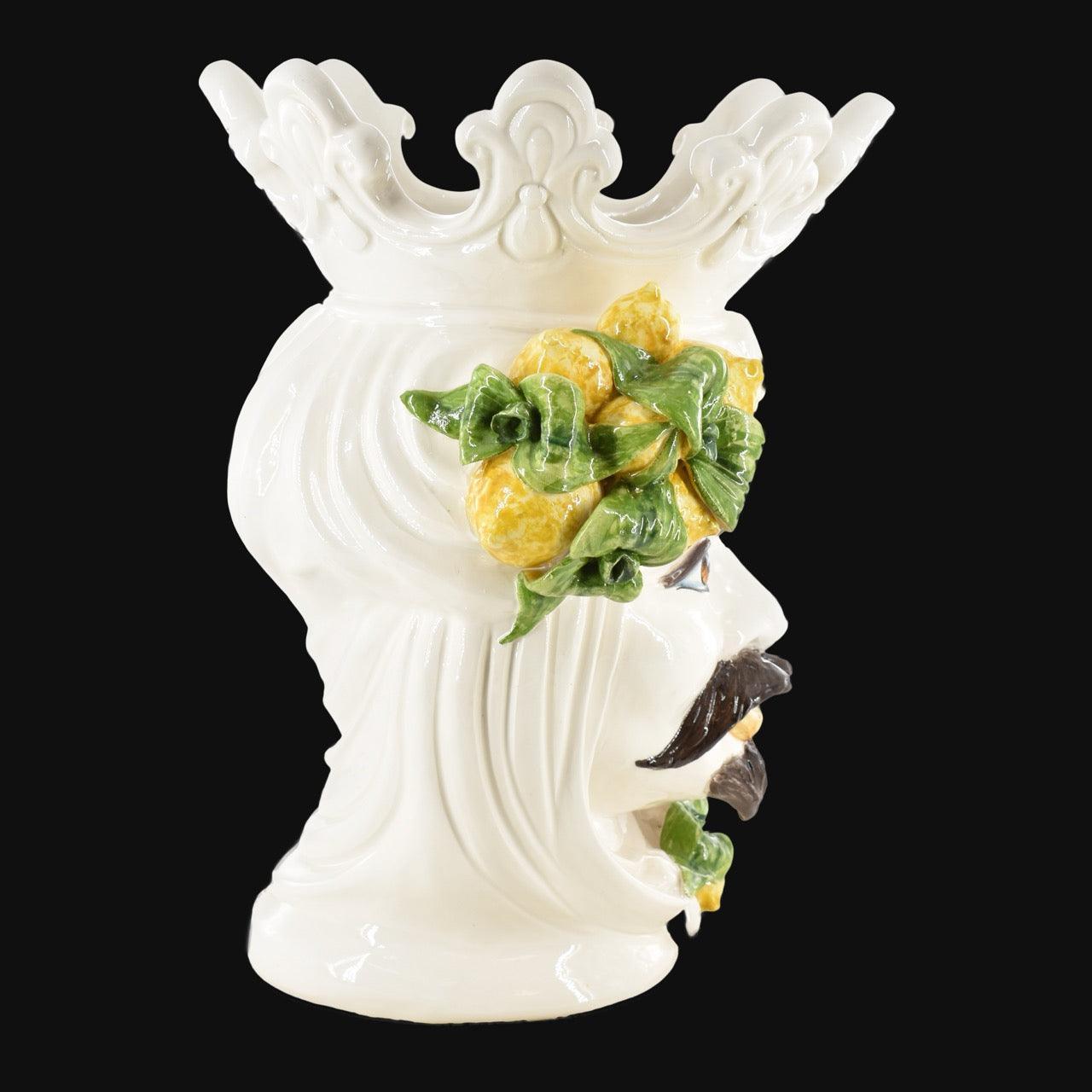 Testa di Moro h 40 cm White and Lemon Uomo - Ceramiche di Caltagirone Sofia