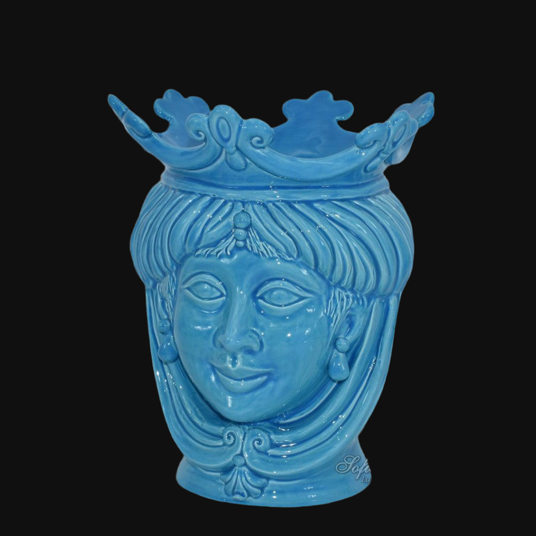 Testa di moro moderna h 25 turchese donna ceramiche di caltagirone - Ceramiche di Caltagirone Sofia