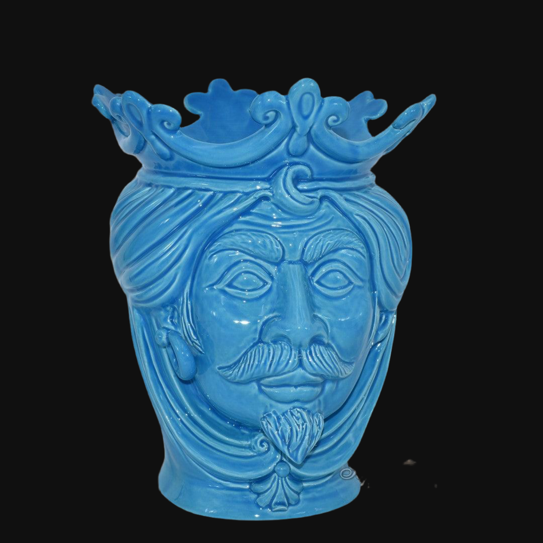Testa di moro moderna h 25 turchese maschio ceramiche di caltagirone - Ceramiche di Caltagirone Sofia