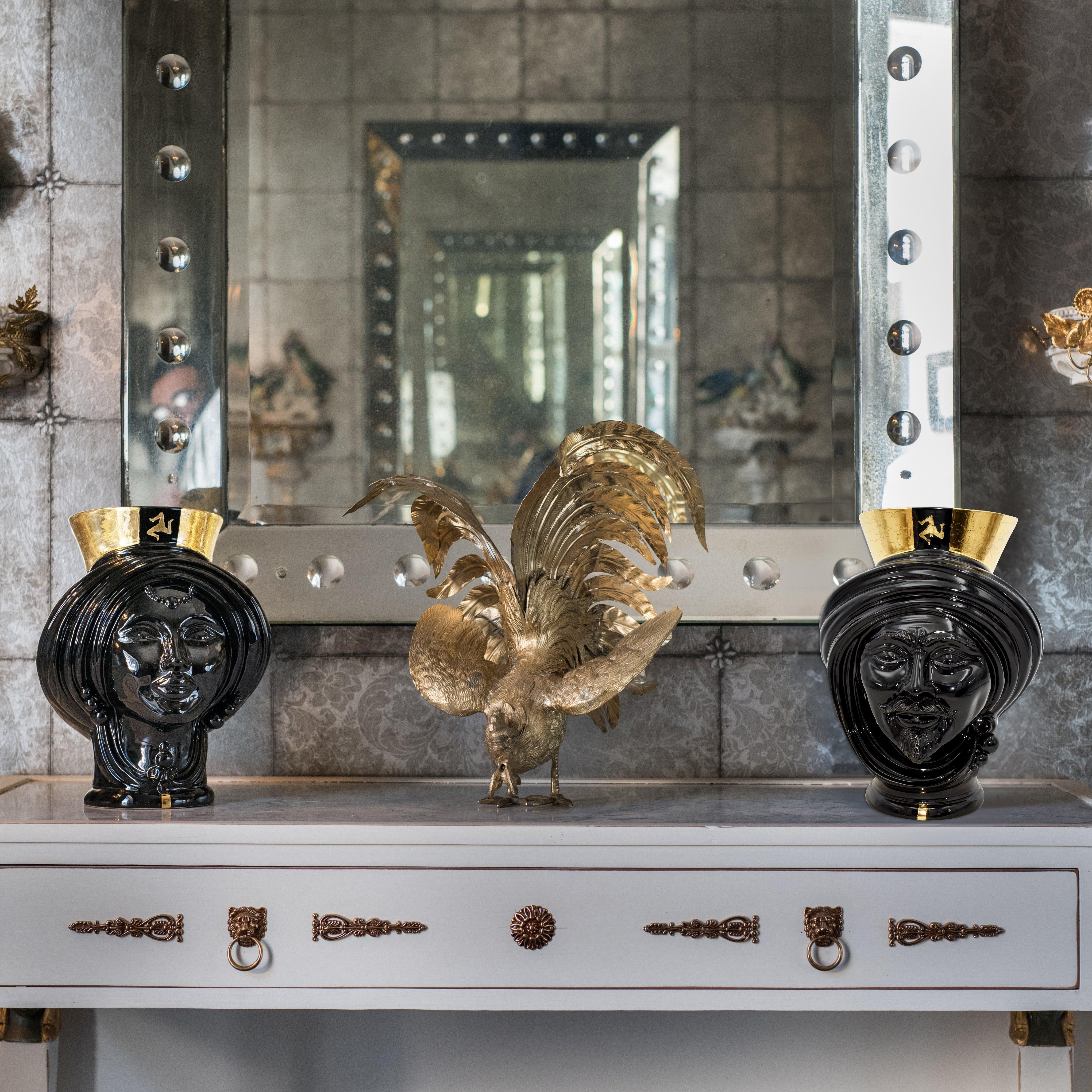 Testa di moro moderna h 30 black/gold uomo ceramiche di caltagirone - Ceramiche di Caltagirone Sofia