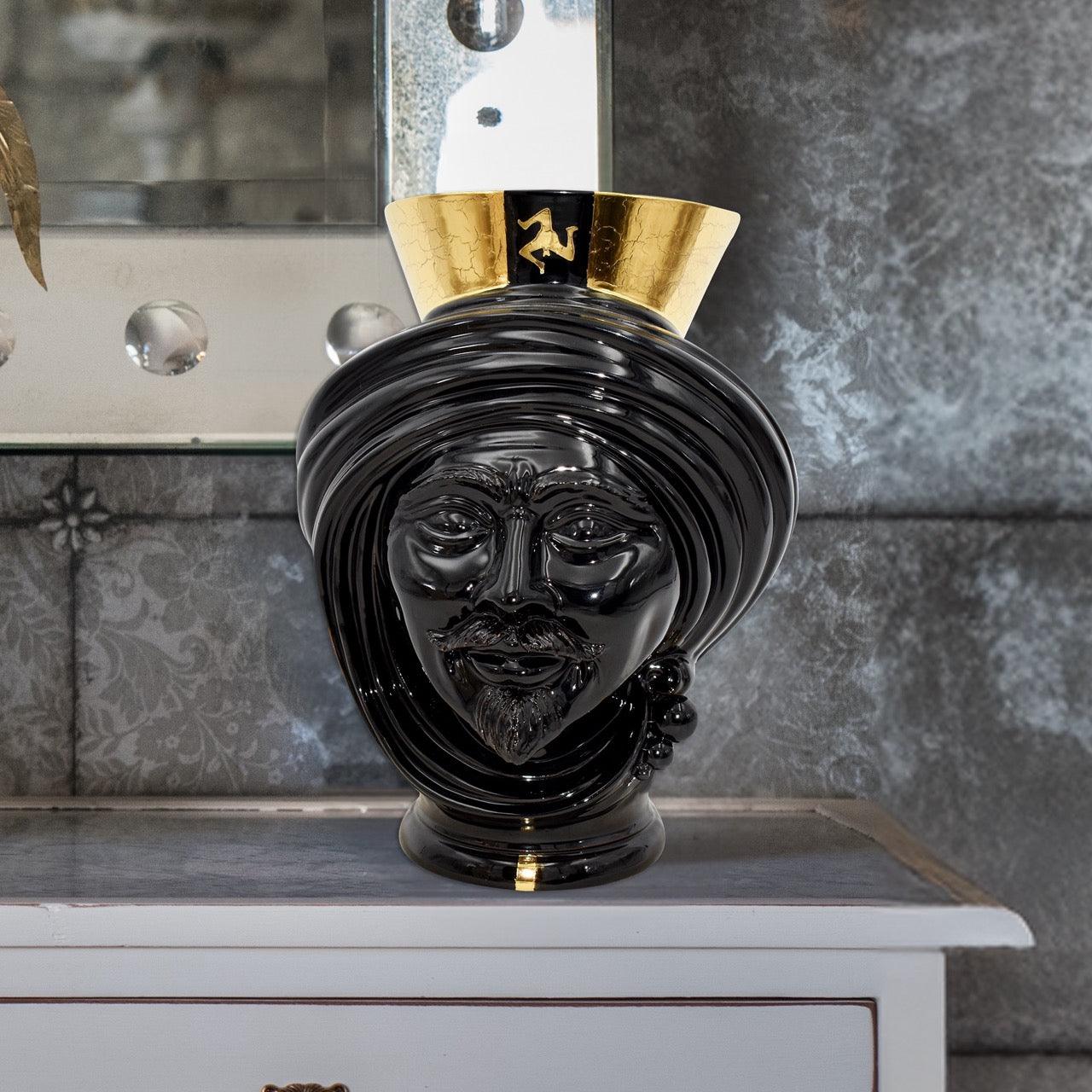 Testa di moro moderna h 30 black/gold uomo ceramiche di caltagirone - Ceramiche di Caltagirone Sofia