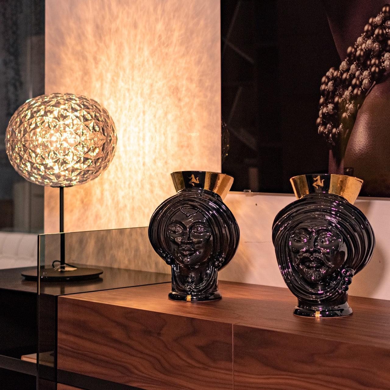 Testa di moro moderna h 30 black/gold uomo ceramiche di caltagirone - Ceramiche di Caltagirone Sofia