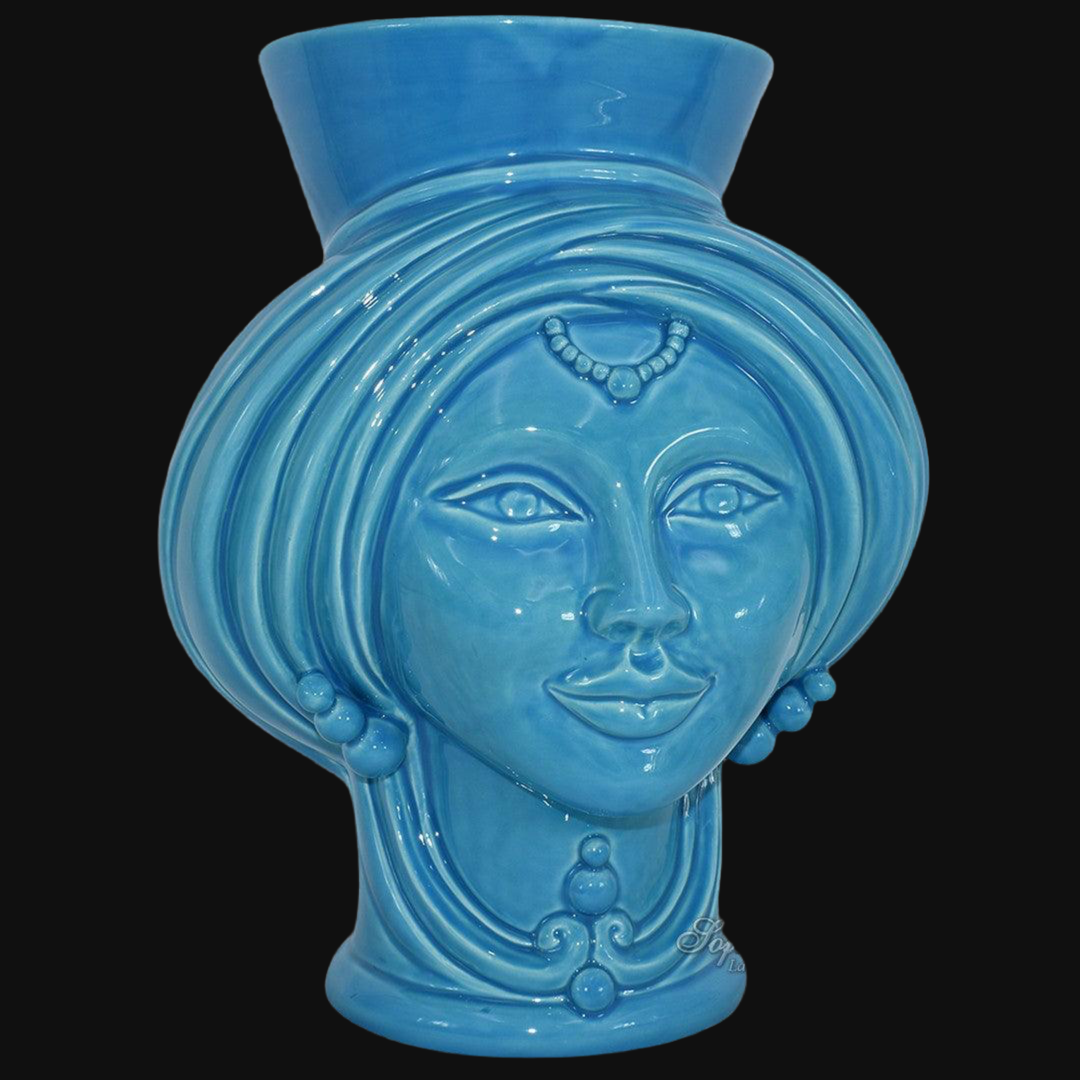 Testa di moro moderna h 30 turchese donna ceramiche di caltagirone - Ceramiche di Caltagirone Sofia