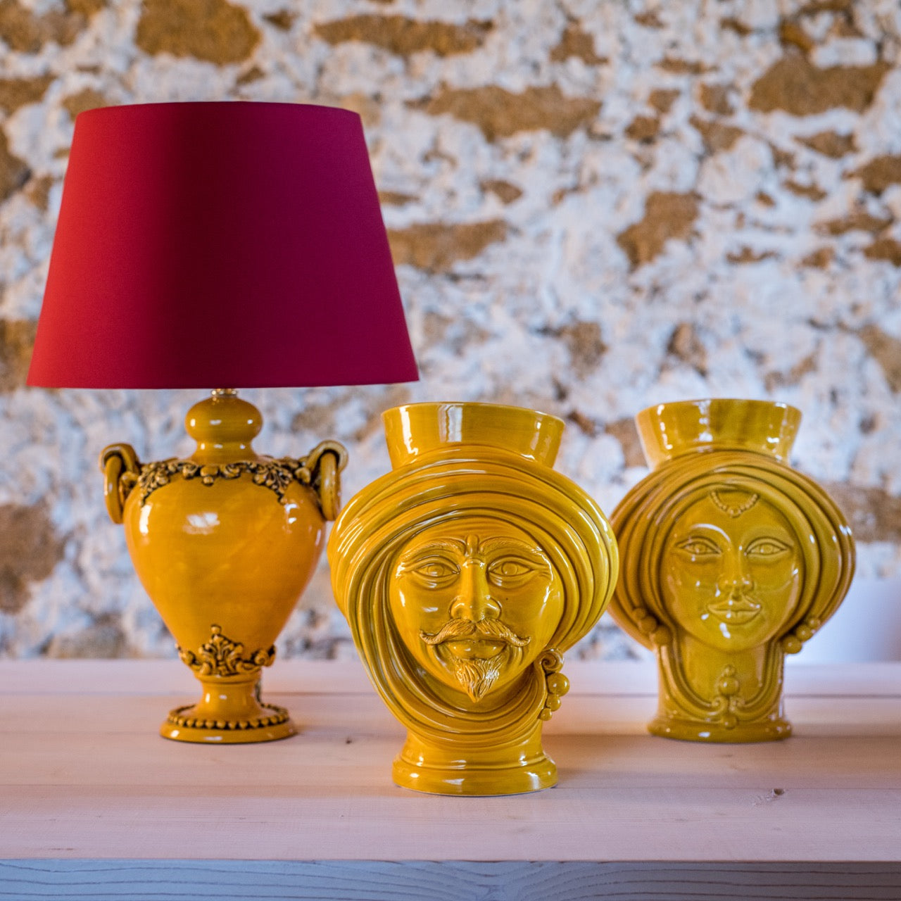 Testa di Moro Uomo H 30 Senape - Ceramica Monocromatica Moderna - Ceramiche di Caltagirone Sofia