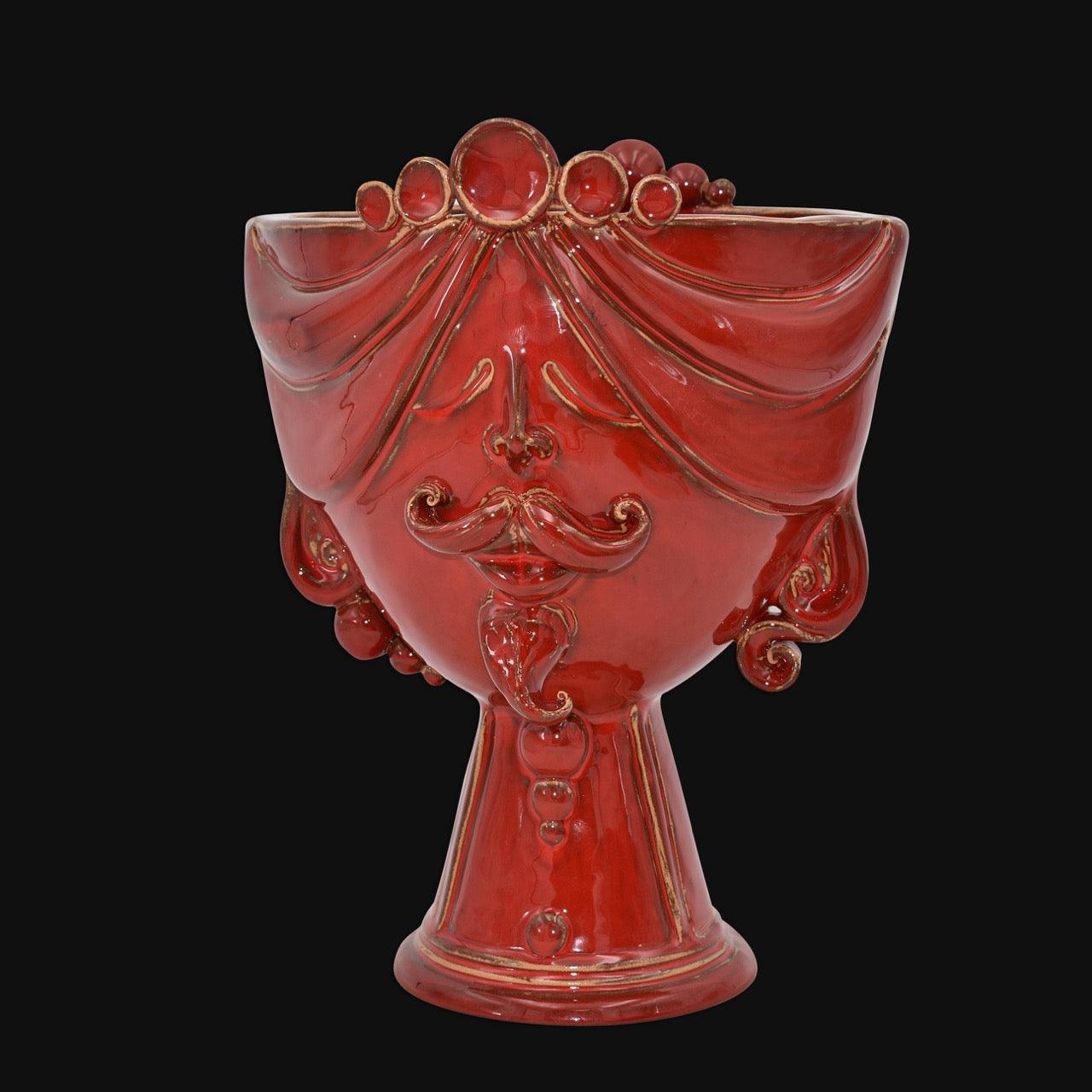 Testa di Moro "Zahira" uomo in Ceramica di Caltagirone | Rosso Fuoco 30 cm - Ceramiche di Caltagirone Sofia