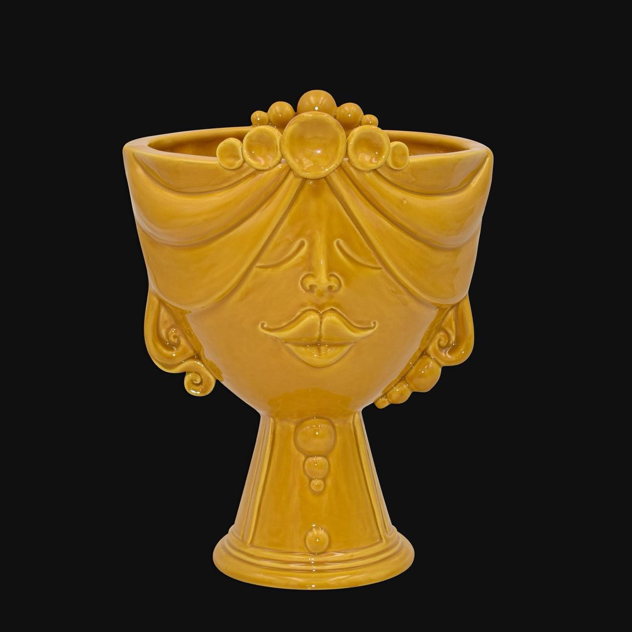 Testa Donna Ceramica Caltagirone | Zahira Senape 30cm - Ceramiche di Caltagirone Sofia