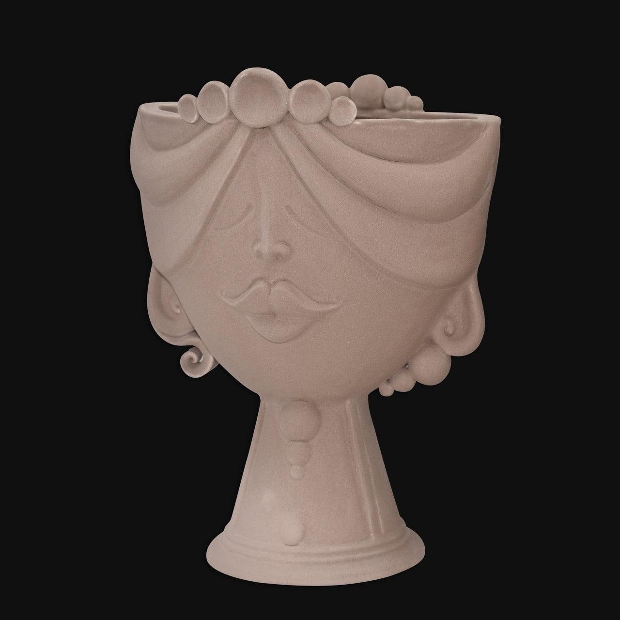 Testa Donna Ceramica Caltagirone | Zahira Tortora Opaco 30cm - Ceramiche di Caltagirone Sofia