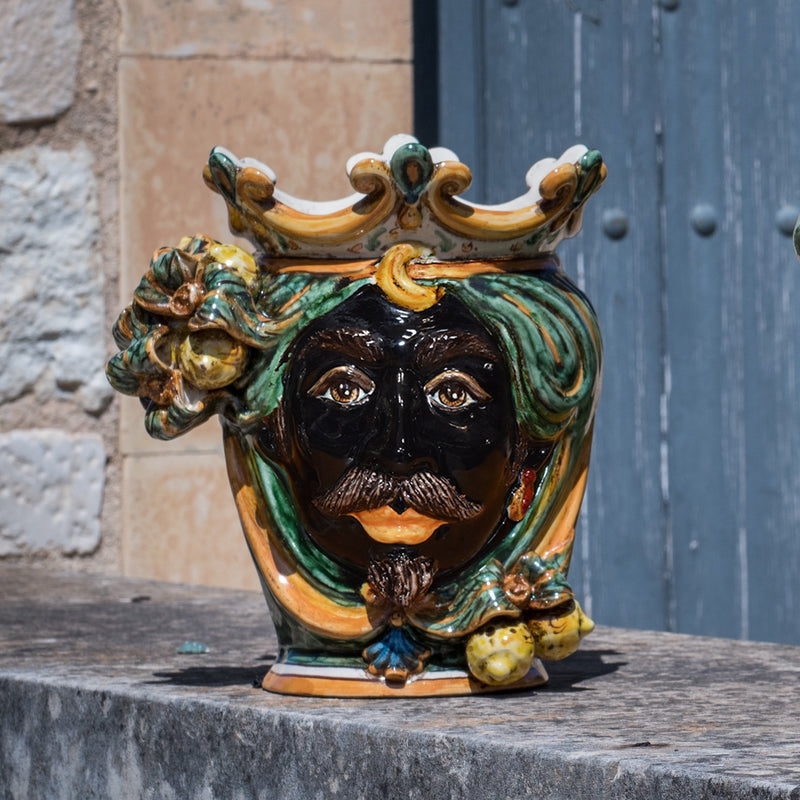 Ceramic Head with lemons h 25 green/orange male