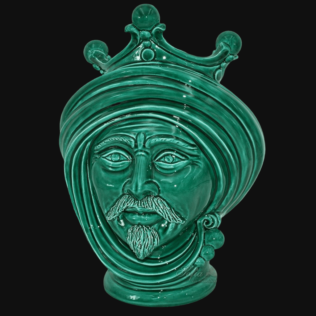 Testa h 30 Verde Smeraldo Uomo - Teste di moro moderne Sofia Ceramiche - Ceramiche di Caltagirone Sofia