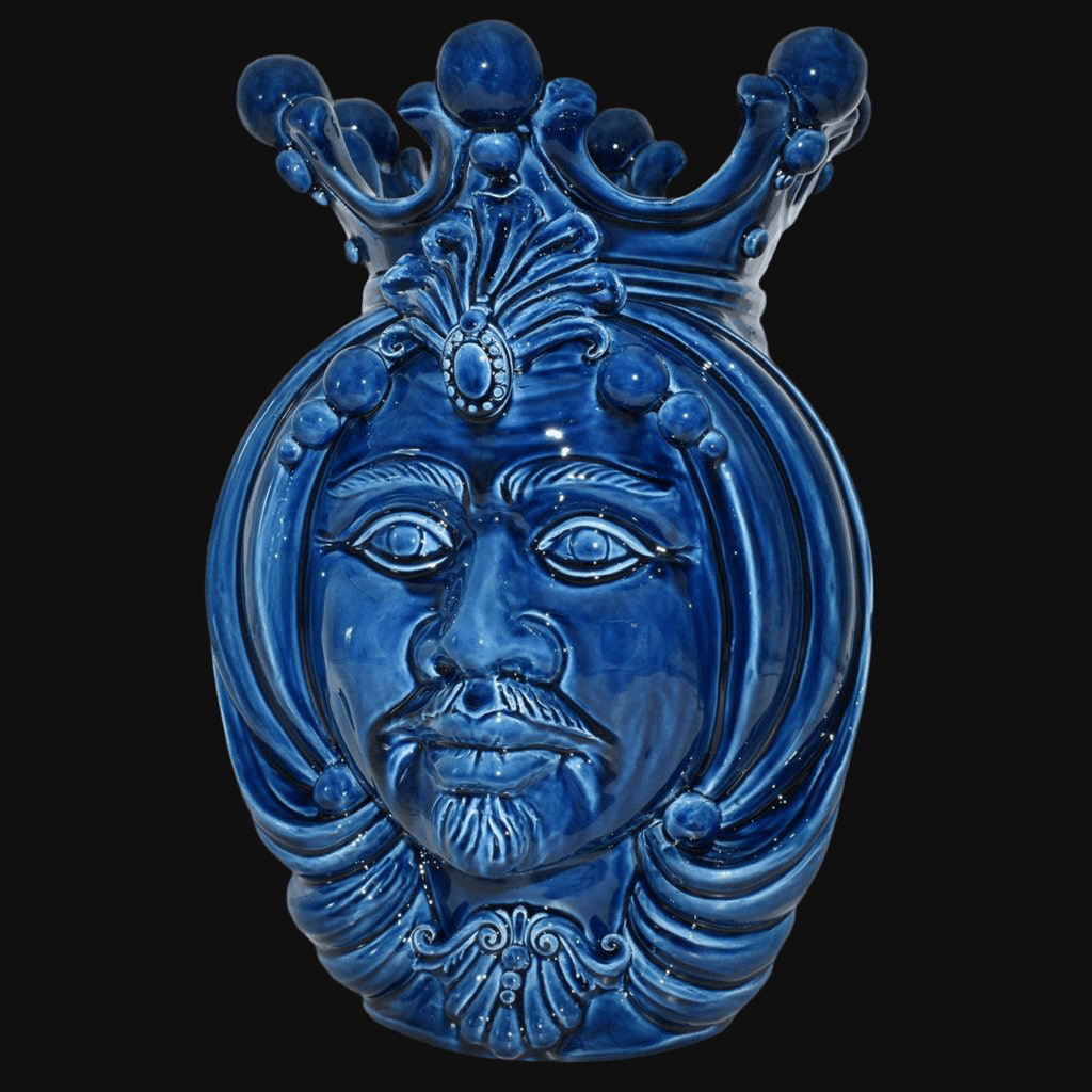 Testa h 38 Blu Intenso maschio - Teste di moro moderne Sofia Ceramiche - Ceramiche di Caltagirone Sofia