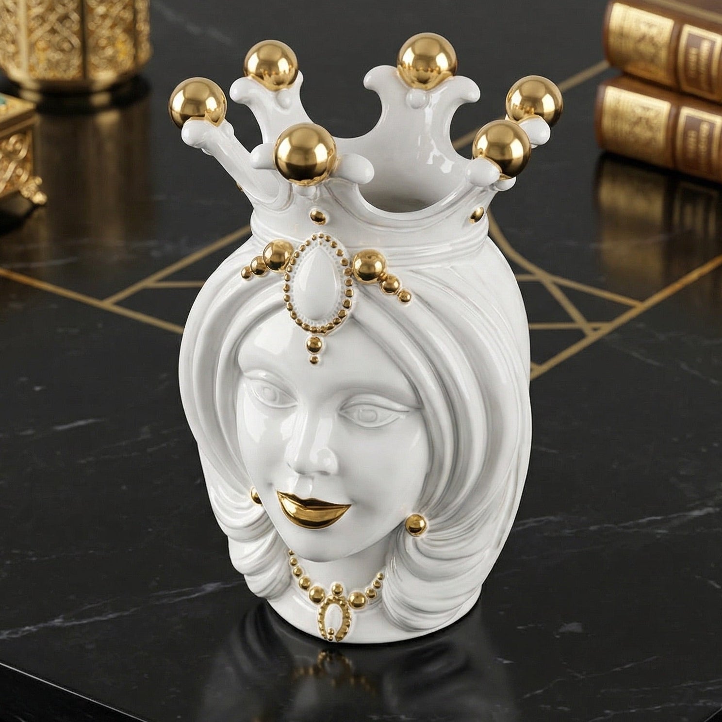 Testa di Moro Vase H 38 cm / 15", Woman – Testa di Moro from Caltagirone, Sicily