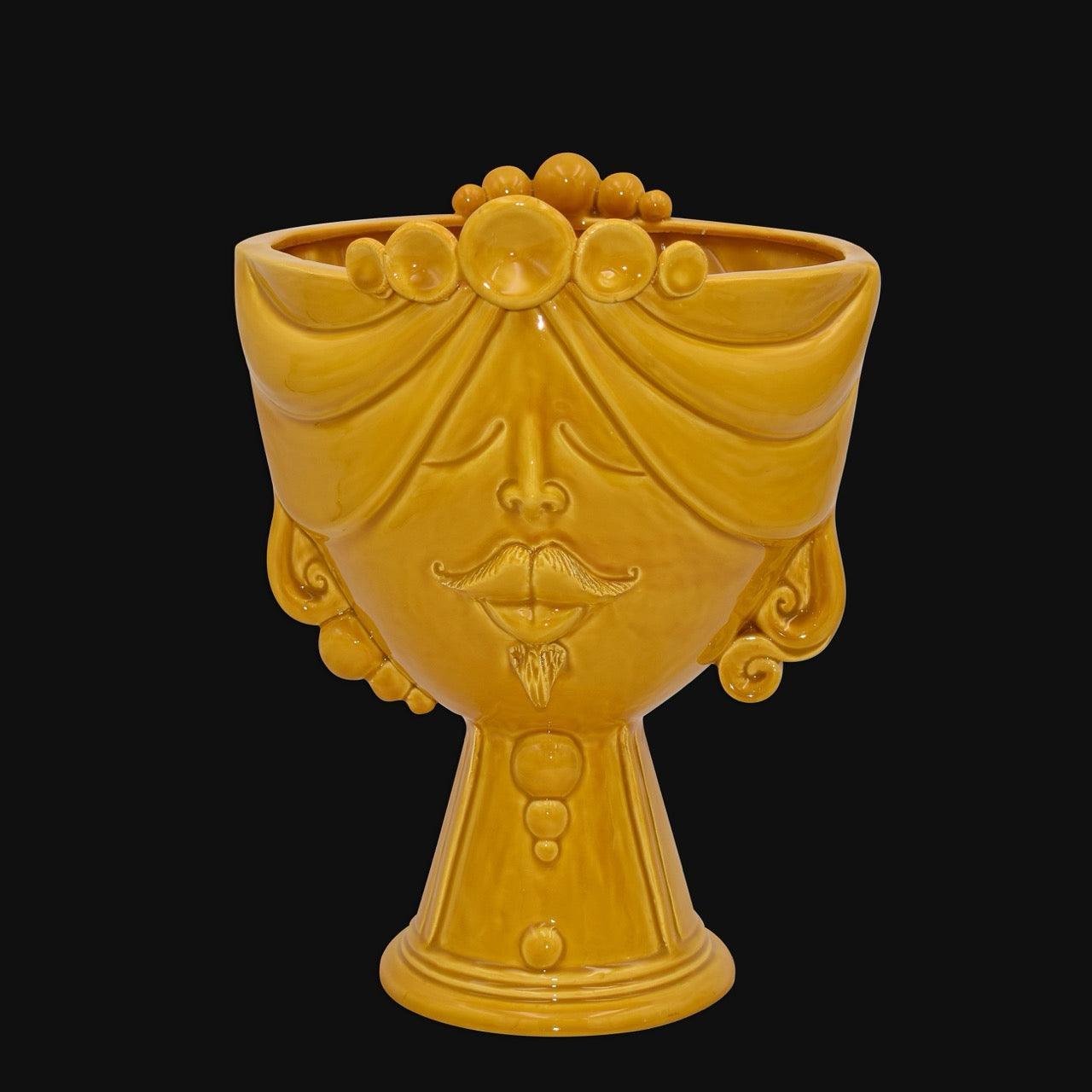 Testa Uomo Ceramica Caltagirone | Zahira Senape 30cm - Ceramiche di Caltagirone Sofia