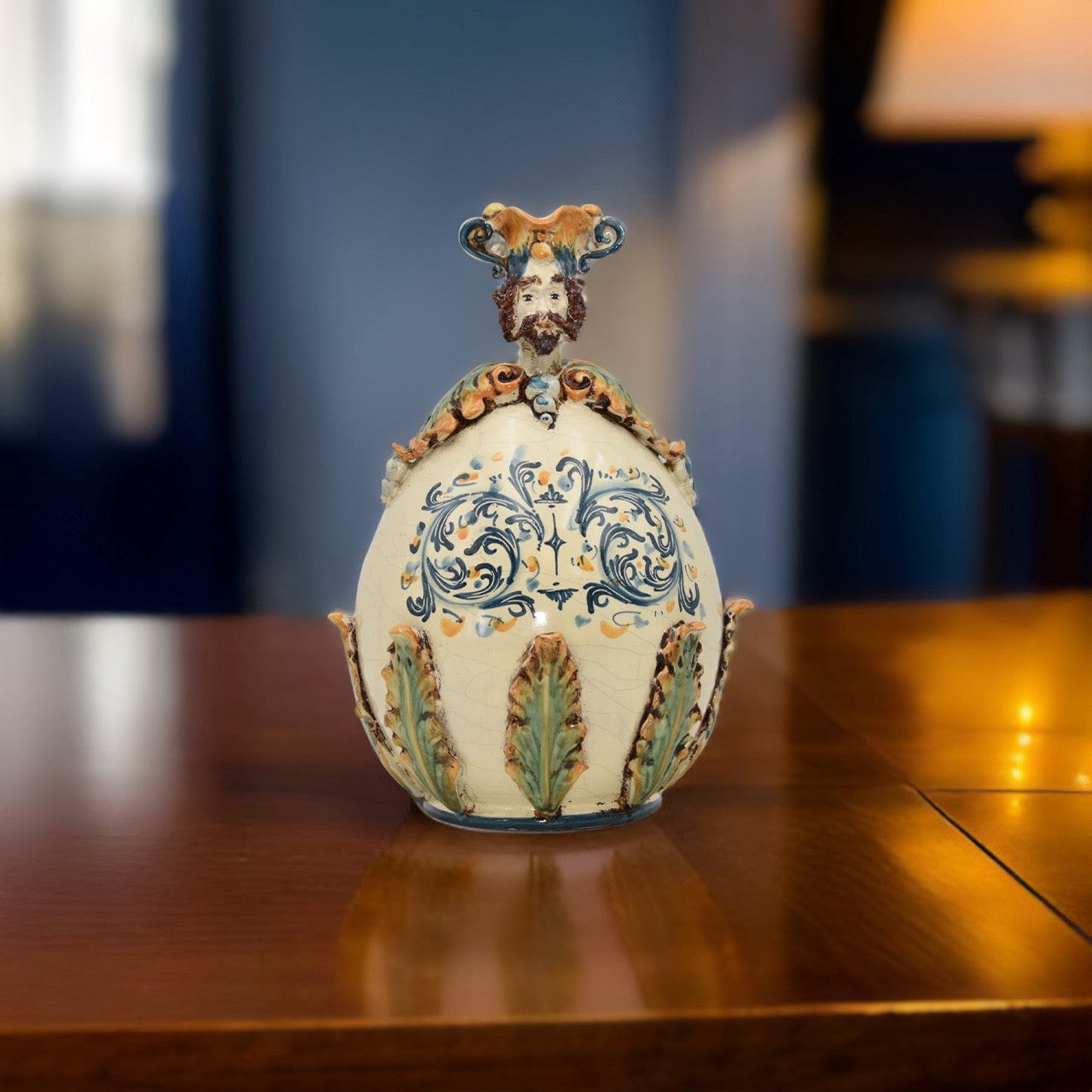 Uovo a personaggio uomo h 25 cm plastico sofia tricolore - Ceramiche di Caltagirone Sofia