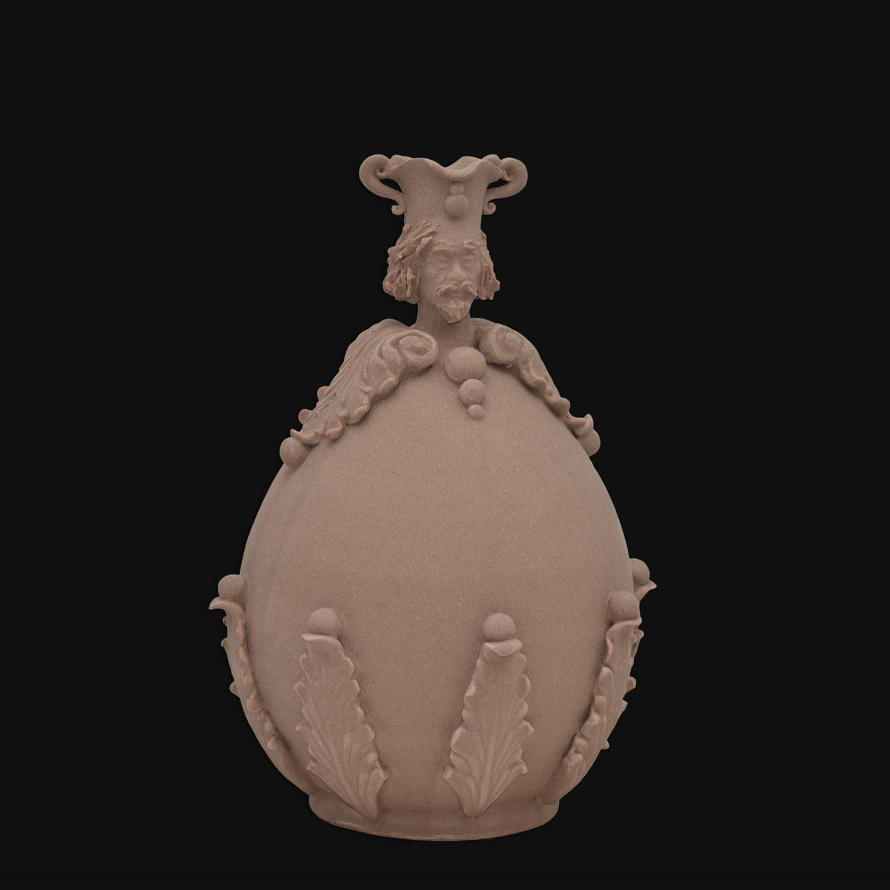 Uovo a personaggio uomo h 25 cm Tortora Opaco - Ceramiche di Caltagirone Sofia