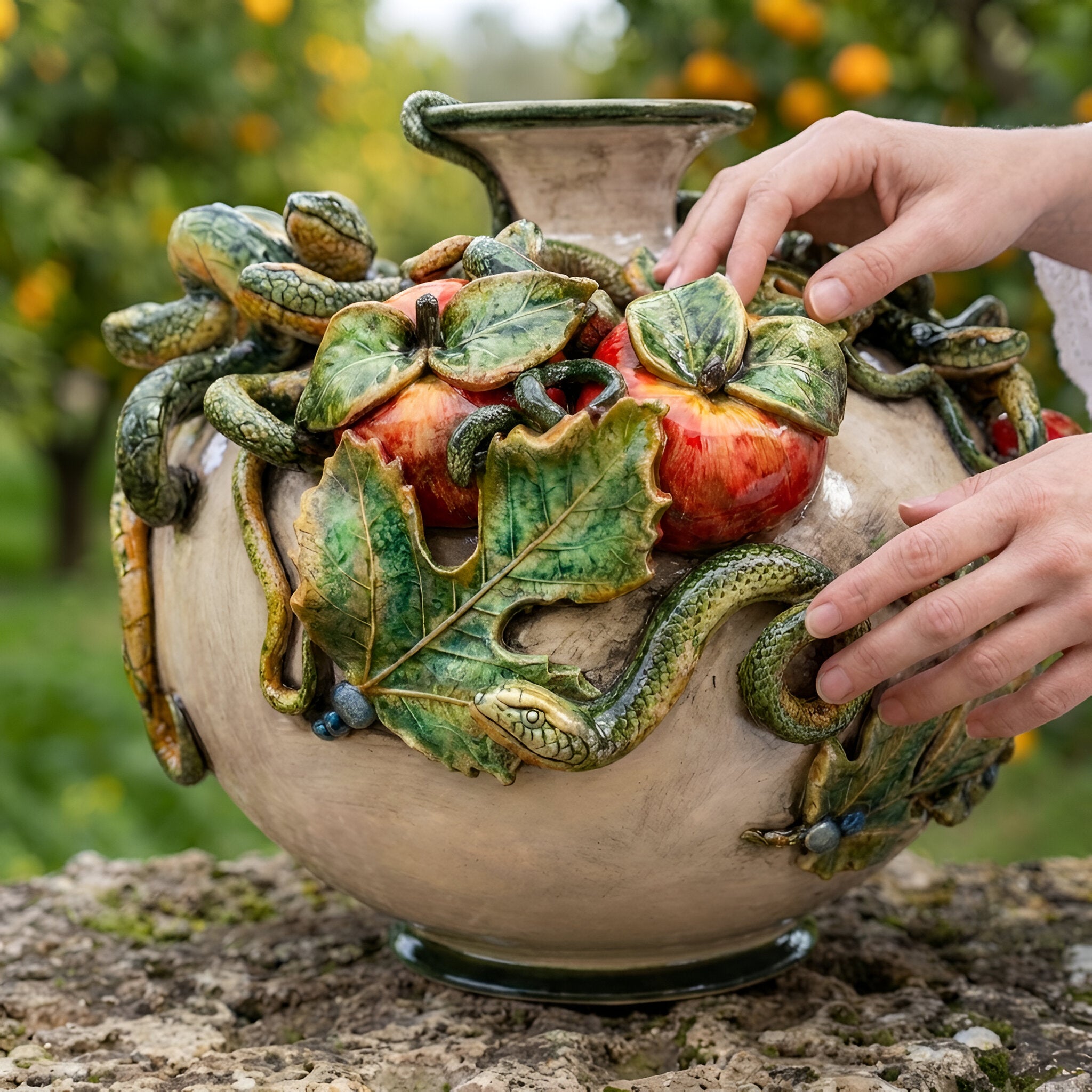 Italian Ceramic Vase | Italian Manufacture Mother of Pearl