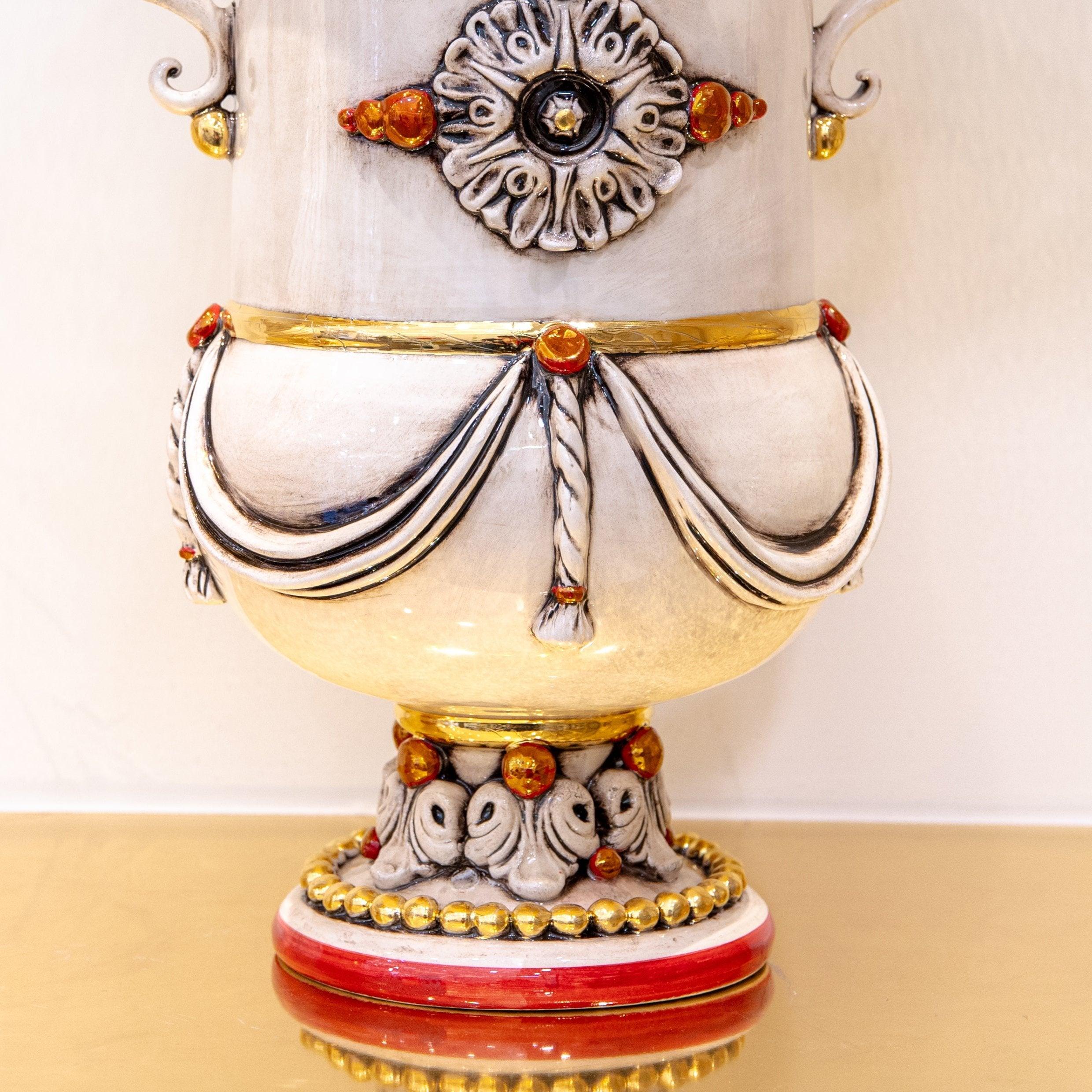 Vaso Monumentale H 31 Madreperla Oro e Lustri - Ceramiche di Caltagirone Sofia