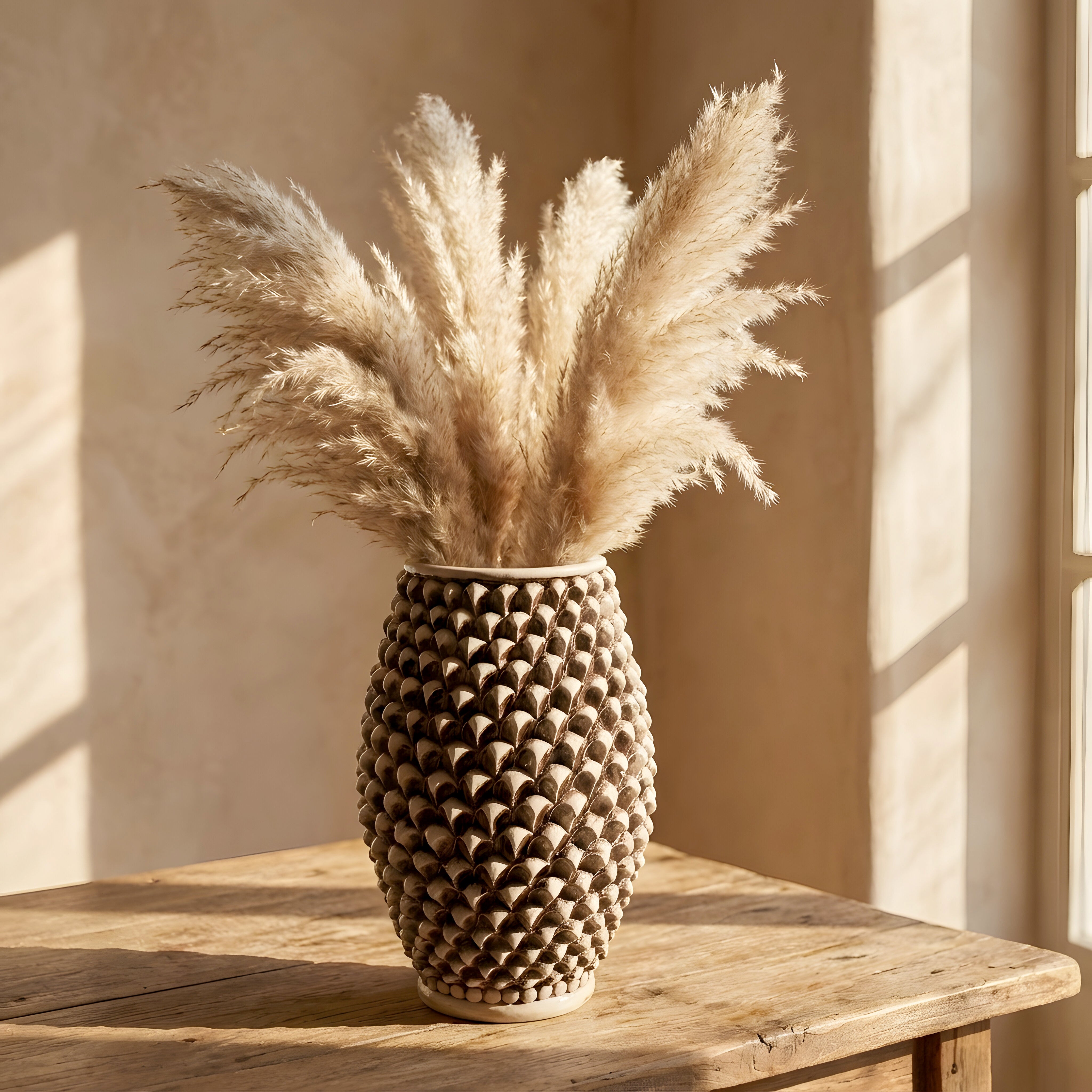 Vaso pigna di Caltagirone madreperla antichizzato modellata a mano - Ceramiche di Caltagirone Sofia