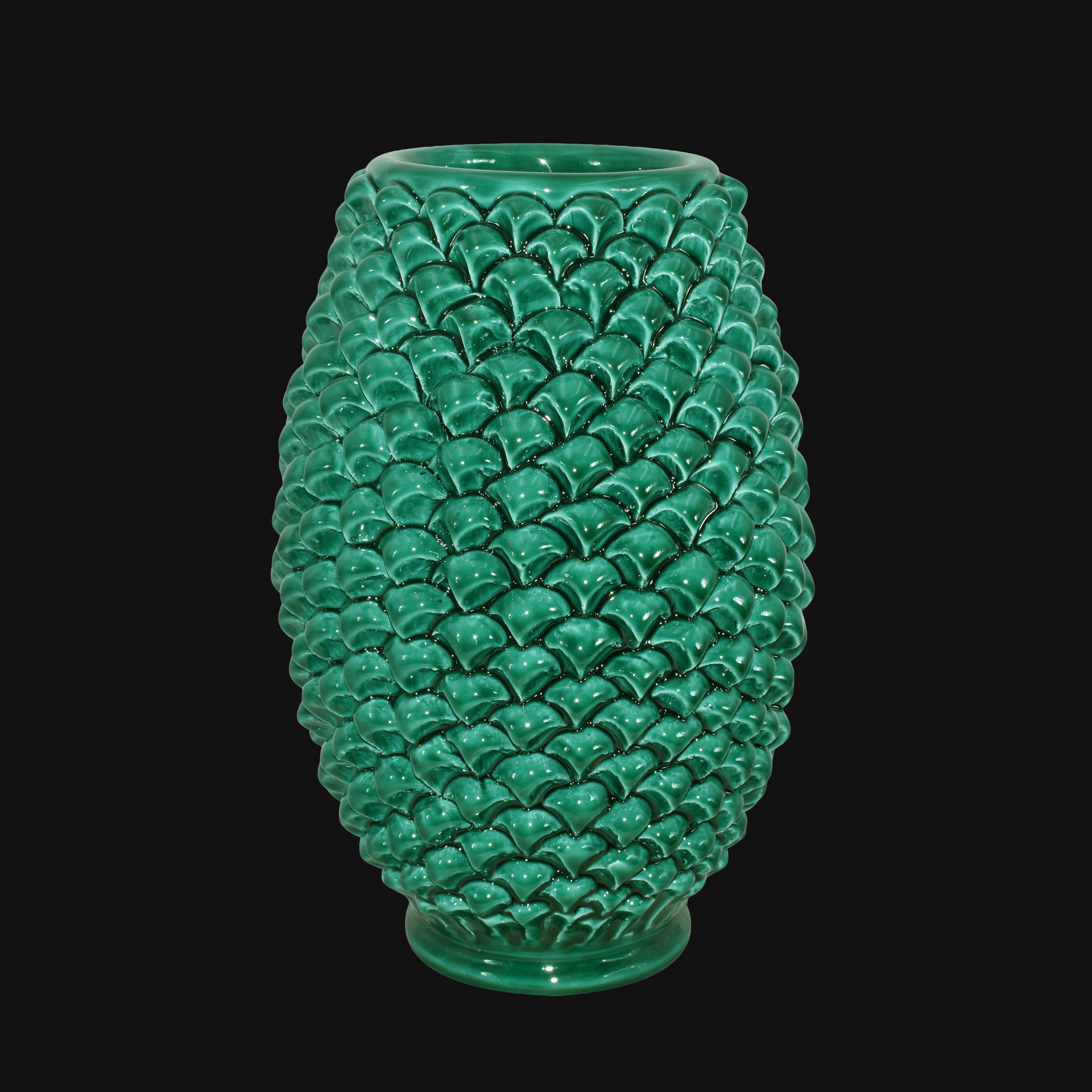Vaso pigna di Caltagirone verde smeraldo modellata a mano - Ceramiche di Caltagirone Sofia