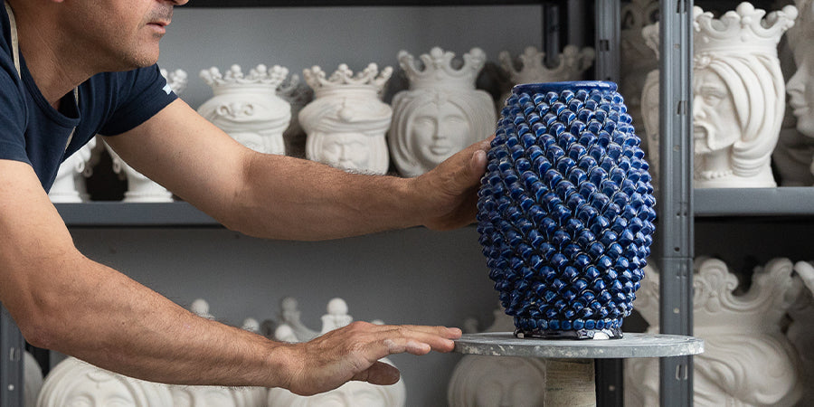 シチリア 陶器 Pignaオブジェ10cm 彫刻 オブジェ - Via Bella Italia