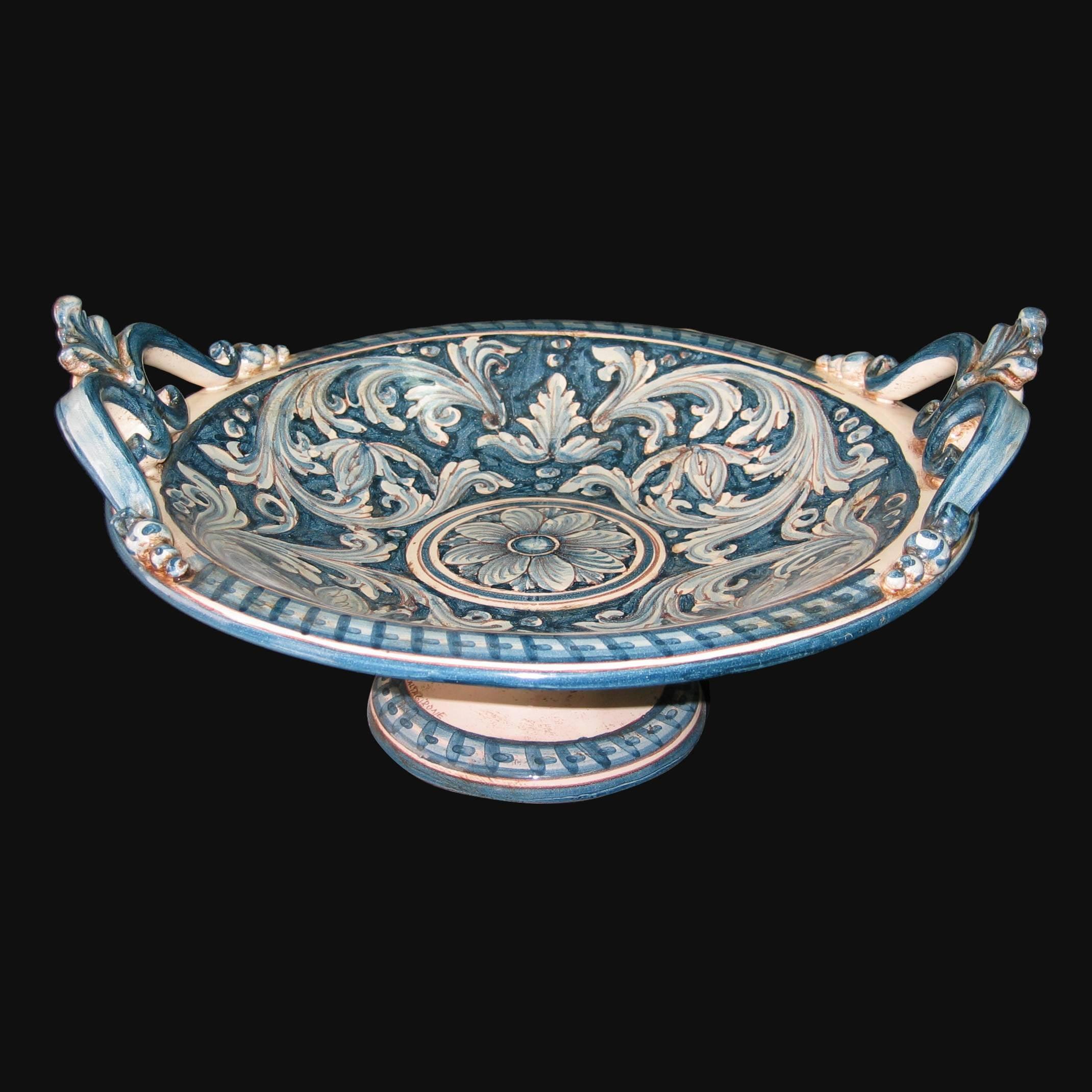 Alzata in ceramica Ornato mono blu - Ceramiche artistiche Sofia di Caltagirone - Ceramiche di Caltagirone Sofia