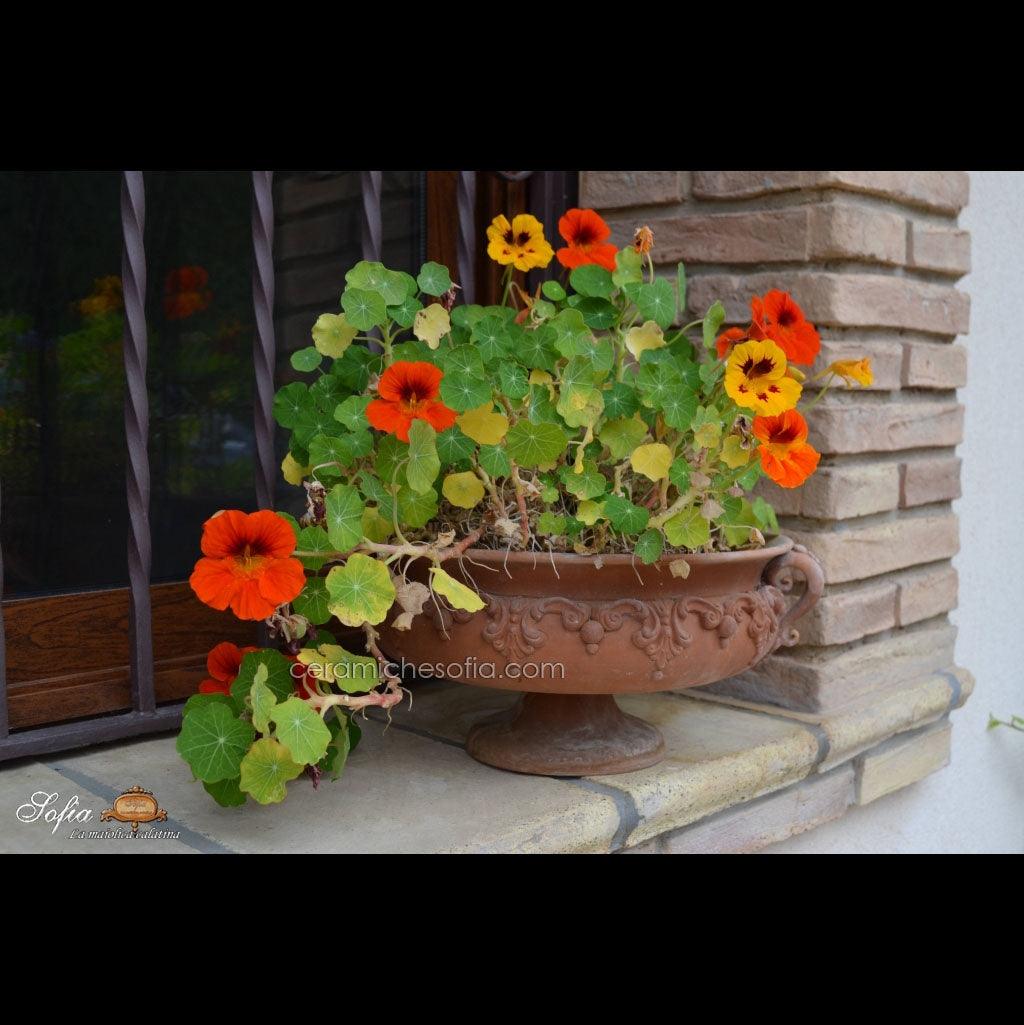 Alzata Ø 30 applicazione Sofia in terracotta Arredi per Giardino, Ceramica Artistica di Caltagirone - Ceramiche di Caltagirone Sofia