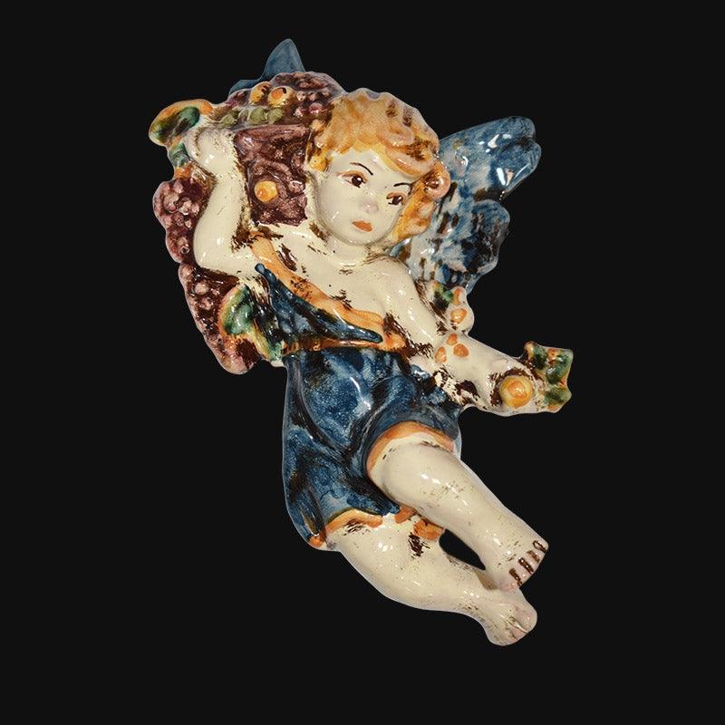 Angelo 4 stagioni autunno 13x16 blu e arancio in Ceramica Artistica di Caltagirone - Ceramiche di Caltagirone Sofia