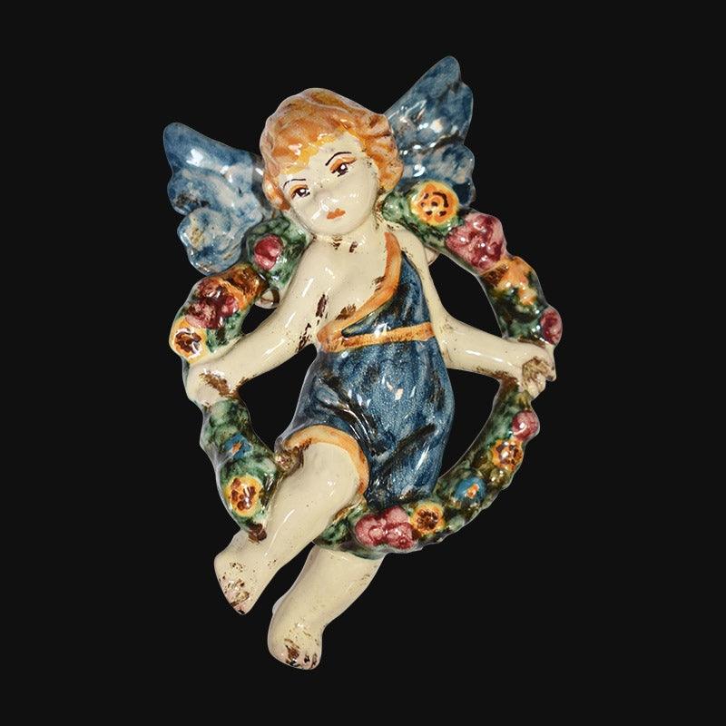 Angelo 4 stagioni primavera 13x16 blu e arancio in Ceramica Artistica di Caltagirone - Ceramiche di Caltagirone Sofia