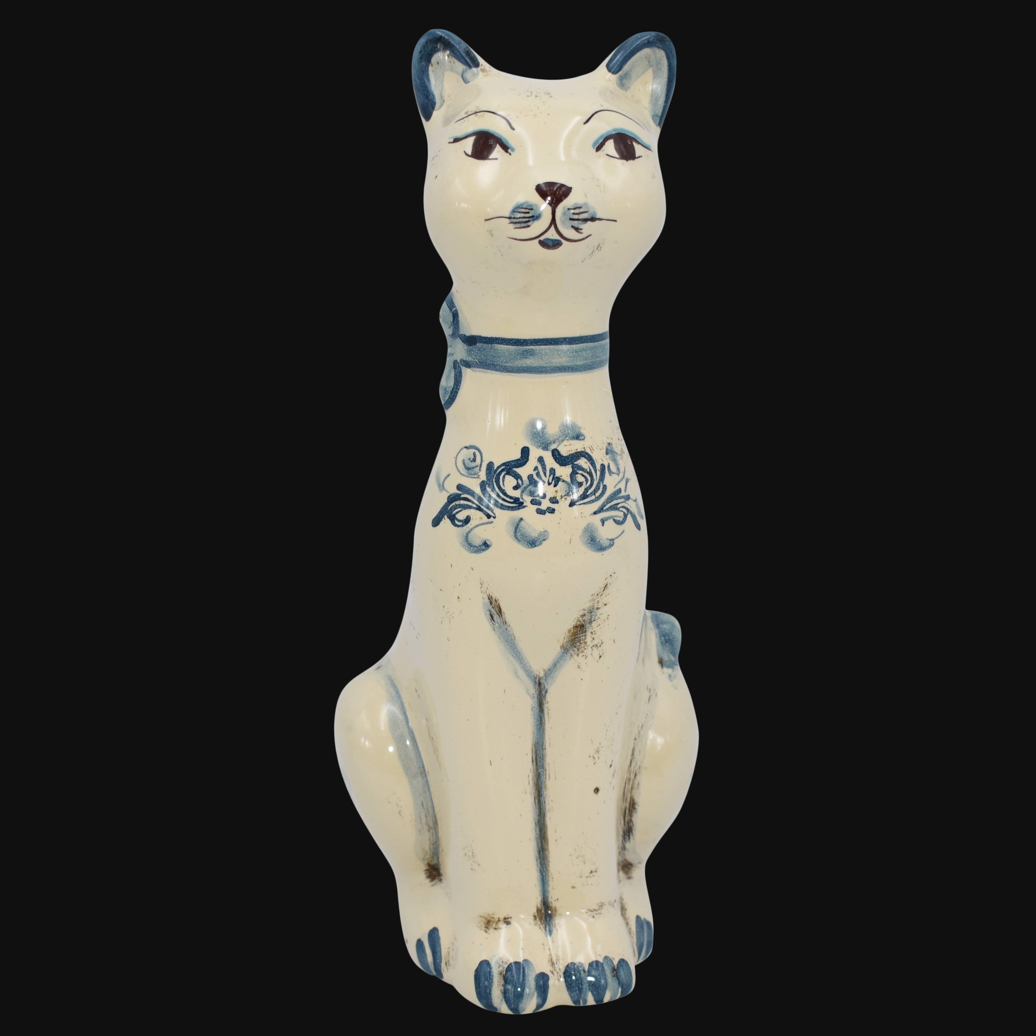Aristogatto in ceramica s. arte mono blu - Ceramiche di Caltagirone Sofia - Ceramiche di Caltagirone Sofia