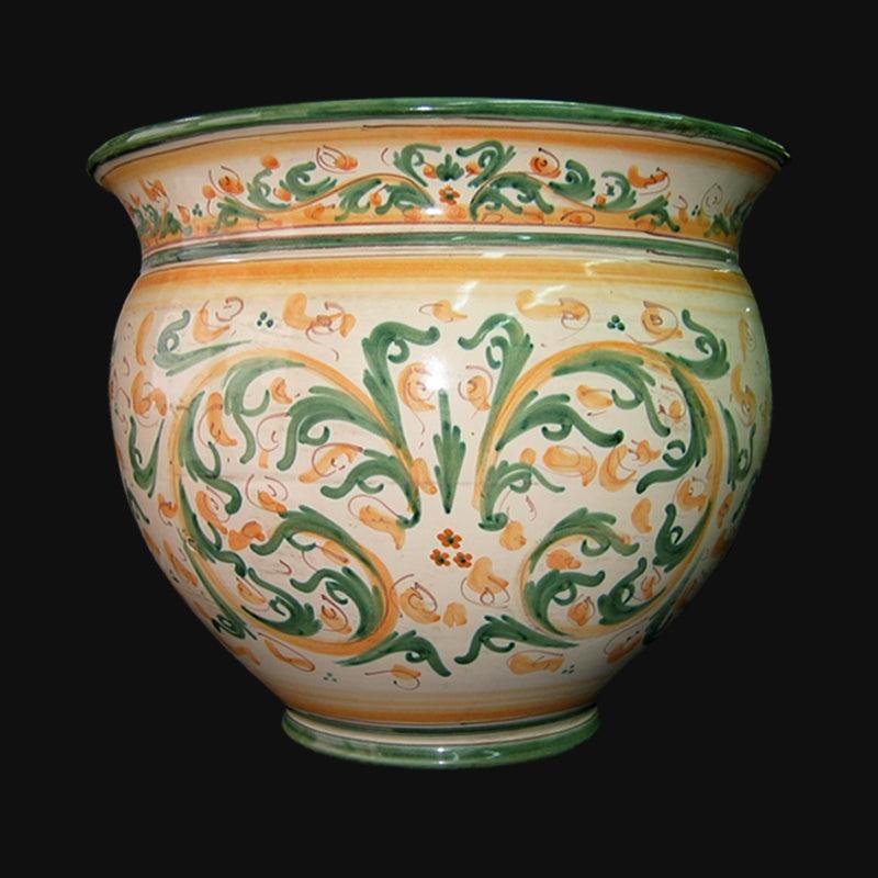 Cachepot s. d'arte verde/arancio - Ceramiche di Caltagirone Sofia