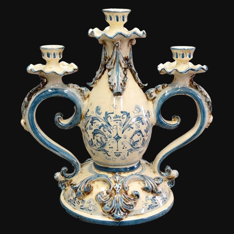 Candelabro 3 fuochi h 28 plastico sofia mono blu - Ceramiche di Caltagirone Sofia