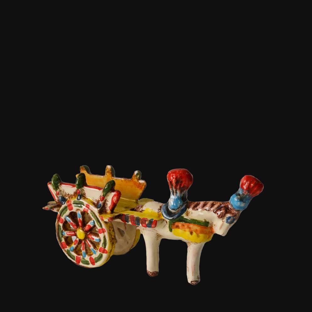 Carretto Siciliano piccolo in Ceramica tricolore - Ceramiche di Caltagirone Sofia - Ceramiche di Caltagirone Sofia